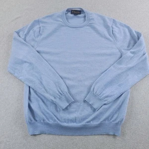Brooks Brothers Sweater Mens Large Blue Extra Fine Italian Merino Wool Pullover - Picture 1 of 10
