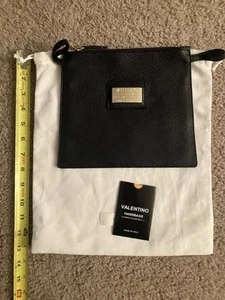 $500 Mario Valentino Spa Bolso CLUTCH Monedero Cuero Negro con Bolsa para el Polvo Italia Nuevo sin Etiquetas - Imagen 1 de 10