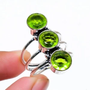 Green Peridot Gemstone Handmade 925 Sterling Silver All Size Ring For Gift - Picture 1 of 1