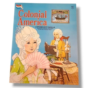 Colonial America Paper Dolls 1974 Saalfield 2 Push-Out Dolls ungeschnitten Vintage NOS - Bild 1 von 3