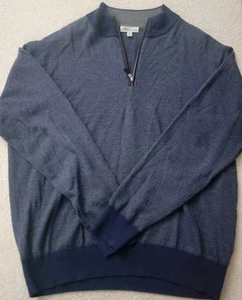 Peter Millar Pullover Herren Extra Large Blau Merinowolle Nadelstreifen Viertelreißverschluss - Bild 1 von 5