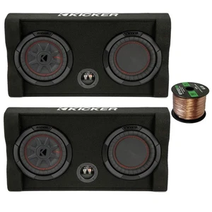 Kicker 8" 600 Watt Max 2-Ohm Dual Black Car Subwoofer Enclosure w/Wire (QTY 2) - Picture 1 of 5