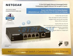 NETGEAR 5-Port Gigabit Ethernet Unmanaged PoE Switch GS305P 4xPoE @ 55W ~STSI - Picture 1 of 9