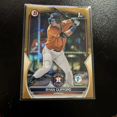 2023 Bowman 1st Edition Ryan Clifford #BPPF-10 Gold Foil /50 (RC) - Image 1 of 3