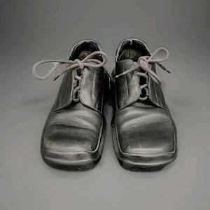 Prada Women’s Chunky Derby Black Leather AW99 Vibram Square Toe Vintage sz 38.5 - Picture 1 of 9