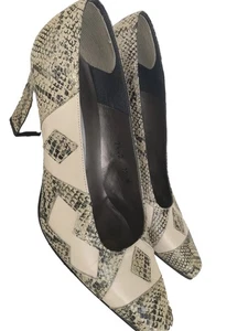Cara Molina Espana SNAKESKIN Leather Heels Pumps Size 7.5 Made in SPAIN RARE - Picture 1 of 11