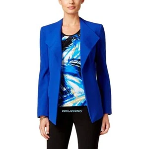 US$119 NINE WEST Royal Blue Crepe Collarless Open-Front Blazer Jacket US 10 SALE - Picture 1 of 1