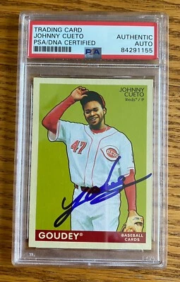 Johnny Cueto 2009 Upper Deck Goudey #53 Signed Card Auto PSA RARE A - Image 1 of 2