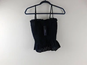 LULU's Women's size XS Black Textured Ruffled Sexy Halter Top NWT - Picture 1 of 5