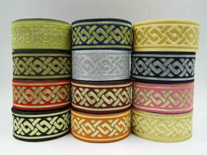 1m Trims Woven / Woven Ribbon Medieval /Larp Celtic Knot 33mm Wide - Picture 1 of 14
