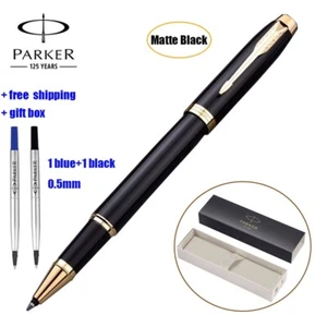 Parker IM Matte Golden Gold Trim Rollerball Pen,1 Blue + 1 Black Ink,Gift Box - Imagen 1 de 5