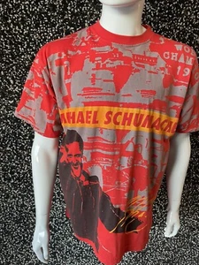 Vintage 90s Michael Schumacher Ferrari Shirt All Over AOP Racing F1 Formula 1 XL - Picture 1 of 7