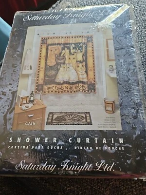 Cortina de ducha de vinilo Saturday Knight Ltd CAT Love viene en todos los colores sin usar  Foto 1 de 4
