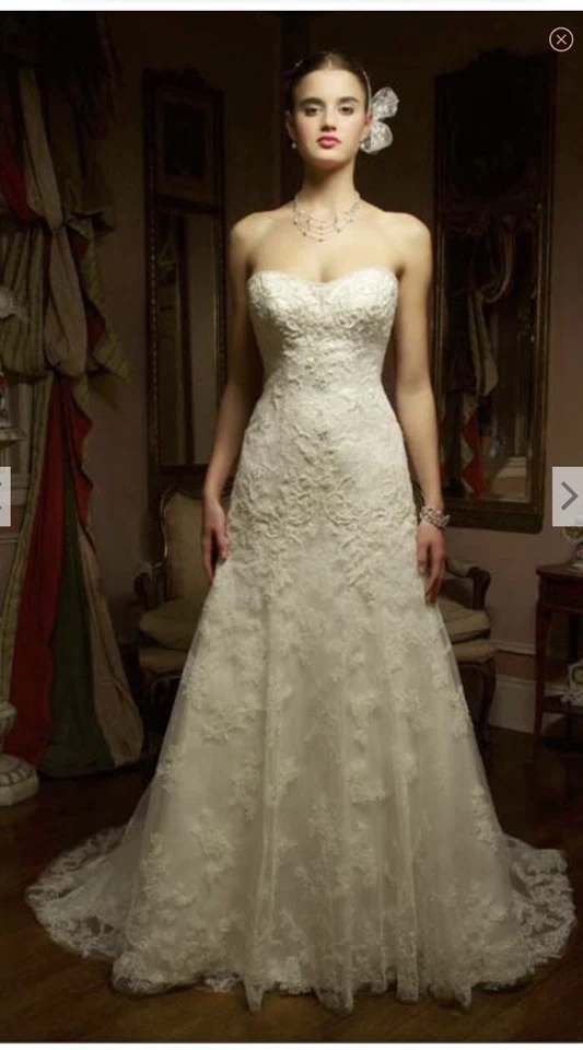 Casablanca Bridal 1827 Strapless Tulle Bridal Gown Ivory Sz 10 Beaded lace - Image 1 of 4