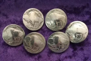 Six Great Looking Authentic Buffalo Nickel Buttons - Picture 1 of 9