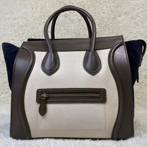 CELINE Mini Shopper Luggage bag Handbag Totebag Leather Suede Tricolor Bicolor - Picture 1 of 13