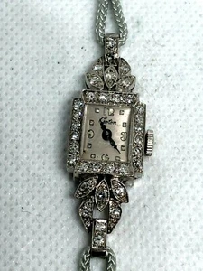 CROTON LADIES PLATINUM AND DIAMOND WRIST WATCH - Picture 1 of 7
