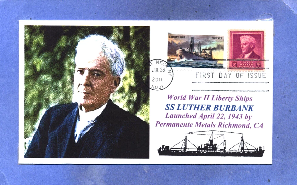 876 LUTHER BURBANK Ship named for Famous Botanist, Color Portrait, First Day PM - Image 1 of 1