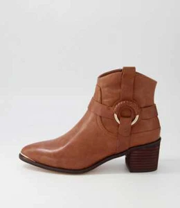 New Django & Juliette Hoyo Cognac Leather Ankle Boots Womens Shoes Casual - Picture 1 of 5