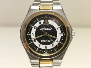 VINTAGE RARE SWISS TWO TONE STAINLESS STEEL MEN'S QUARTZ WATCH "ATLANTIC"MARINER - Picture 1 of 12