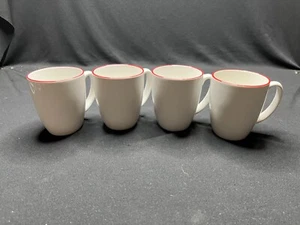 Corelle - 4 Mugs - Classic Cafe Red - White Mug with Red Trim - Picture 1 of 4