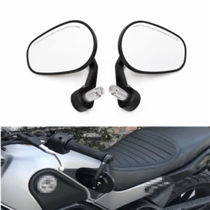 7/8" 22mm Black CNC Handle Bar End Oval Side Rearview Mirror For Honda Yamaha - Picture 1 of 9