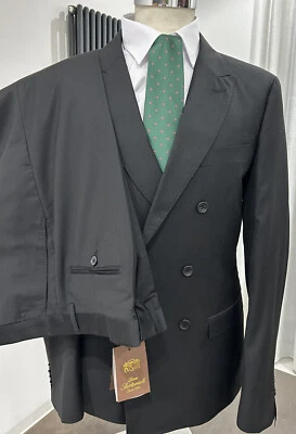 ABITO UOMO DOPPIO PETTO NERO LANA TASMANIA 46 48 50 52 54 56 58 AUTUNNO INVERNO - Image 1 of 4