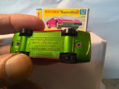 Matchbox Superfast No.52 1970 DODGE CHARGER MK III Magenta / Green bottom w/Box - Image 1 of 4