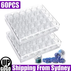 60PCS Craft Hobby Plastic Round Clear Container Box Bead Glitter Jar Storage Box - Picture 1 of 12