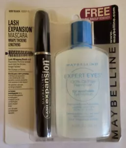 Lash Expansion Maybelline Mascara w/ Free Makeup Remover Pack Very Black New - Picture 1 of 3