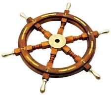 Nautical Wooden Ship Steering Wheel 24" Nautical Pirate Wood Brass Finishing