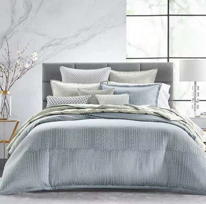 Hudson Park Faded Geo 7 Pc King Duvet Set With Bonus Euro Shams New! MSRP $1365 - Image 1 of 4