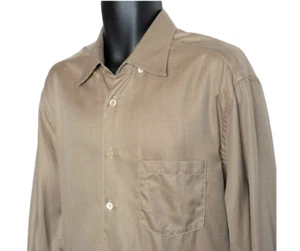 Ermenegildo Zegna Hemd Herren Größe XL beige/braun Hahnentritt Langarm Rumänien - Bild 1 von 4