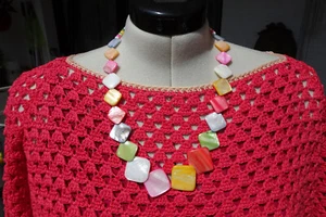 gefärbte Perlmuttkette, Halskette, Schmuck mit Verlängerung - Bild 1 von 7