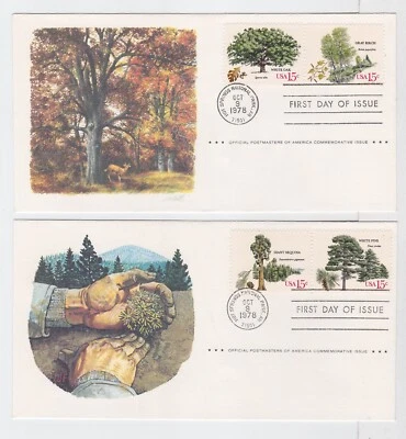 TurtlesTradingPost- American Trees 1978 #1766-67 FDC- Postmasters of America - Image 1 of 2