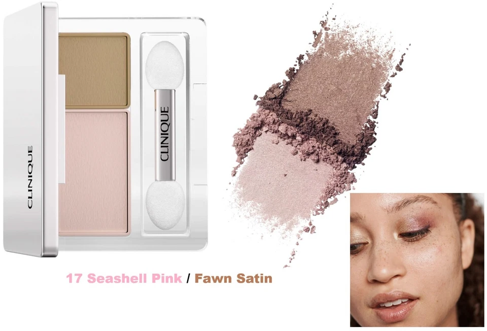 Clinique All About Shadow Duo 17 Seashell Pink & Fawn Satin 0.07 OZ NIB - Image 1 of 1