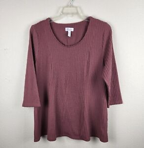 Denim & Co Women’s Size L Blush Cable Knit Tunic Sweater Blouse 3/4 Sleeve