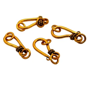 12 PCS 21X10MM SOLID COPPER BALI S HOOK CLASP ANTIQUE GOLD PLATED 530 DTH-288 - Picture 1 of 3