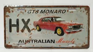 HOLDEN  HX GTS MONARO Australian Muscle Rustic Number Plate TIN SIGN 30cm x 15cm