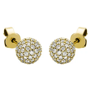 750/- Gelbgold Kugel Ohrstecker mit 110 Brillanten 0,57 ct. TW-si - Bild 1 von 1