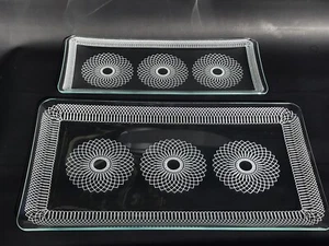 Danish Modern Glasplatten Space Age MCM Geometrische Spiralen Roulette Kurven - Bild 1 von 10