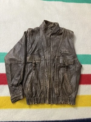 80s Vera Pelle Lavorazione Artigiana Leather Jacket Vest Made in Italy Medium M - Image 1 of 4