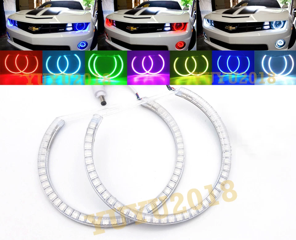 Anillo halo RGB para Chevrolet Camaro 10-13 faro halógeno LED ojo de ángel DRL BT Foto 1 de 4