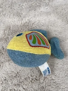Vintage Playskool Terry Cloth Fish Plush Chime Rattle Blue Yellow Green HTF 1979 - Picture 1 of 7