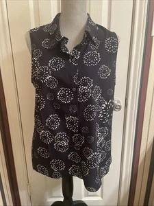 Cabi Navy Blue Dandelion Wish Top Large Sleeveless Blouse Peplum Back #5215 - Picture 1 of 10
