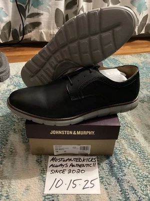 DS Johnston & Murphy Holden Plain Toe Black Leather Dress Shoes Mens Sz 16 - Image 1 of 4