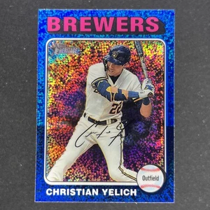 2024 Topps Heritage Blue Sparkle Chrome Christian Yelich #369 Brewers - Picture 1 of 2