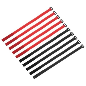 10Pcs Battery Tie Down Straps, 0.8x20" Black/Red Nylon Hold Loop Strap - Afbeelding 1 van 6