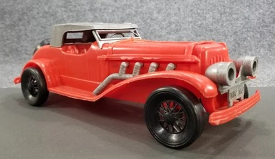 VTG 1962 MPC SOFT PLASTIC TOY CAR ROADSTER 11" LONG RED Excalibur COMPLETE - Image 1 of 4