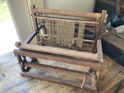 Antique Primitive Table Peacock Loom Waupun Wisconsin Handcrafters - Image 1 of 4